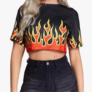 Flame Print Crop Top
